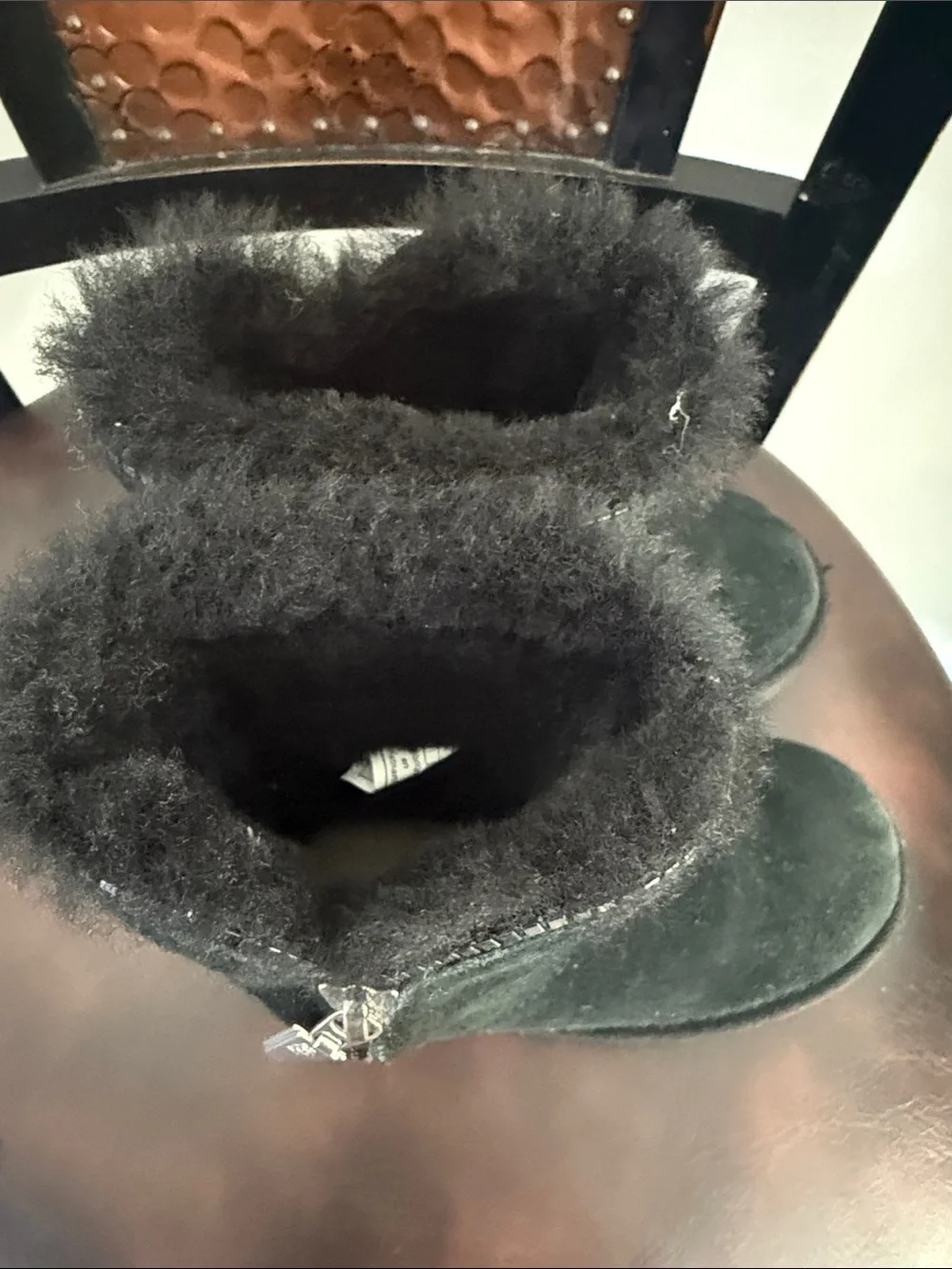Kids Black Faux-Fur Lined Winter Boots
